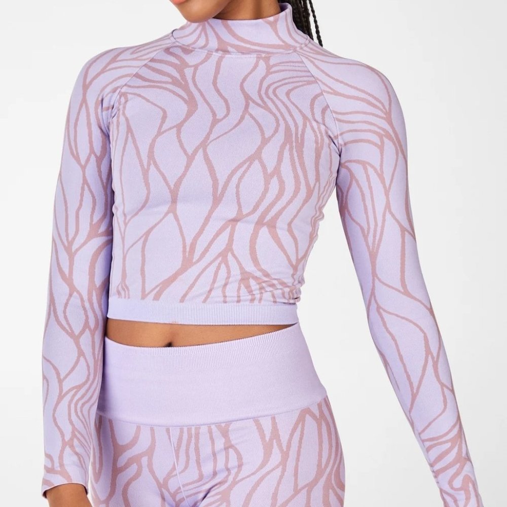 Fabletics Courtney Seamless Long-Sleeve Top Lilac/Purple NWT
